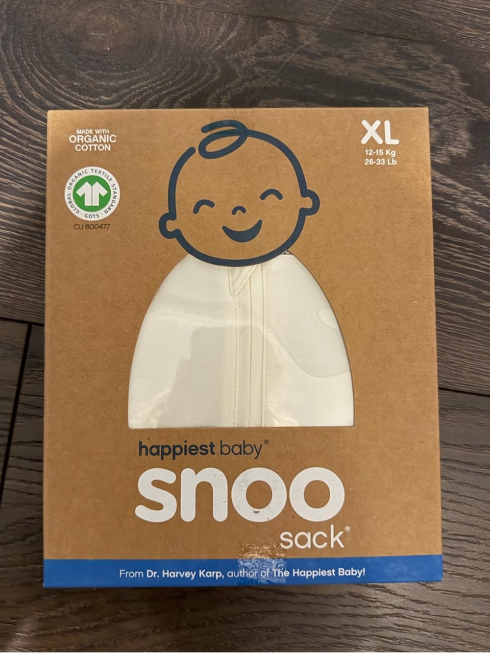 NWT Happiest Baby Snoo Sack XL Organic Cotton Sleep Sack - Cream
